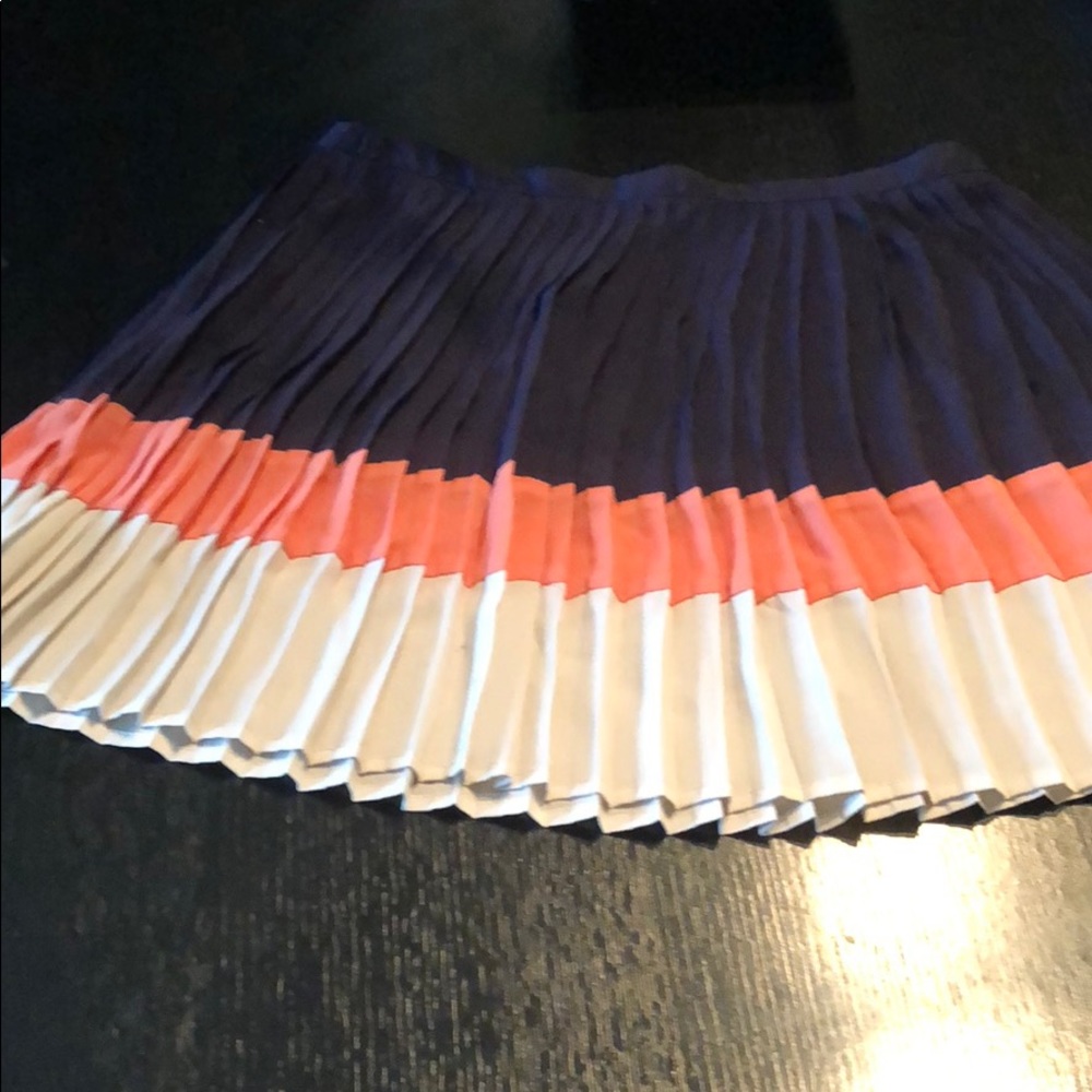 Blue pink & white pleated skirt